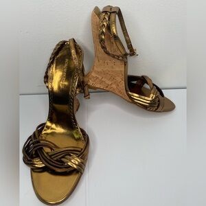 BCBGMaxazria NWT No Box Gold Strappy Women's Sandals.